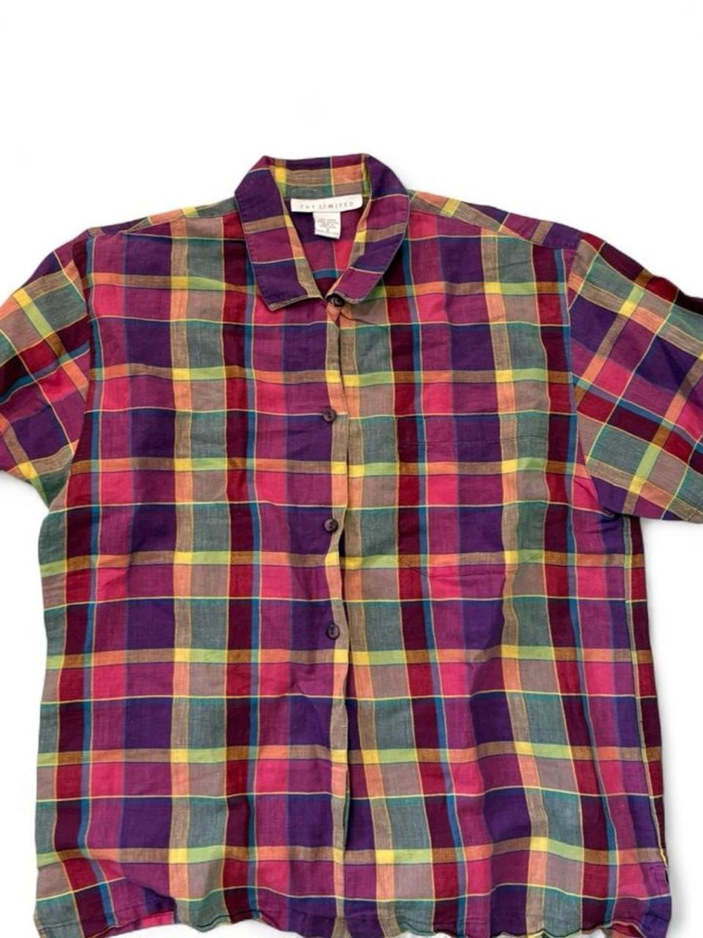 Vintage The Limited Multicolor Plaid Button-Up Shirt - Short Sleeve